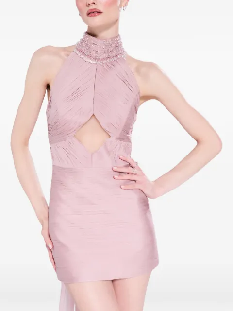 M.Marquise Irena bead-embellished ruched mini dress Pink IRENAMINI