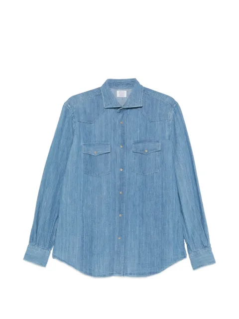 Mazzarelli western-yoke chest-pocket shirt Blue CANVASBL2COLLO1651