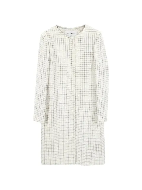 CHANEL Pre-Owned 1986-1988 check tweed coat White 1057716