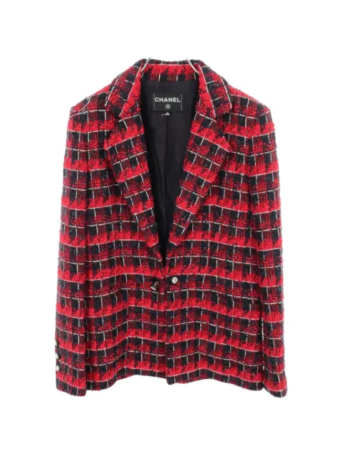 CHANEL Pre-Owned 1986-1988 Coco Mark tweed jacket Red 1061904