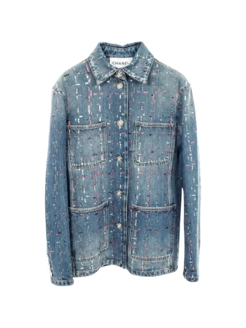 CHANEL Pre-Owned 1986-1988 sequin-embellished jacket Blue 1061916