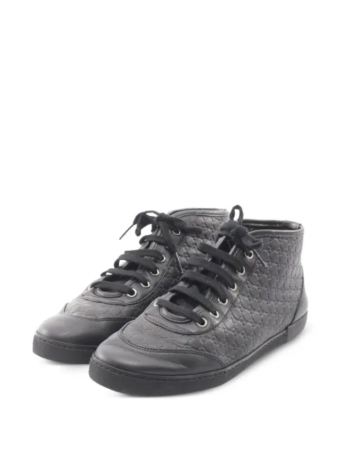 Gucci Pre-Owned 2000s Microguccissima high-top lace-up leather sneakers Black 1055889
