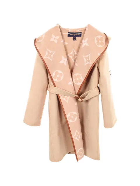 Louis Vuitton Pre-Owned 2010s Monogram hooded wrap coat Neutrals 1061897