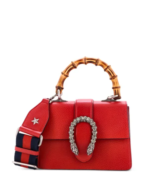 Gucci Pre-Owned Dionysus Bamboo Top Handle Bag Leather Mini satchel Red XKWE9DH923ON226N