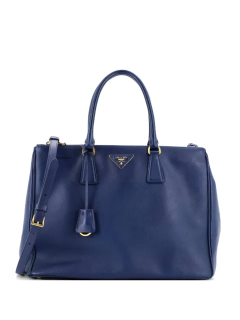 Prada Pre-Owned Double Zip Lux Saffiano Leather Large tote bag Blue T5CYWE65PC44N7I2