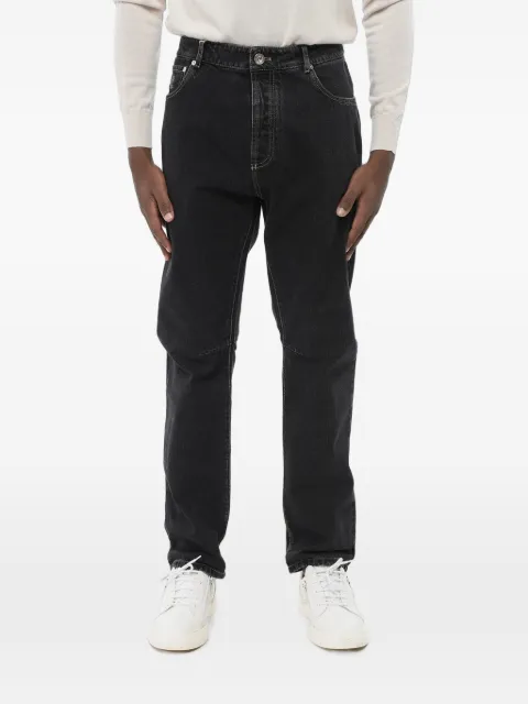 Brunello Cucinelli logo-patch straight jeans Black M242PX1290T242PC8384
