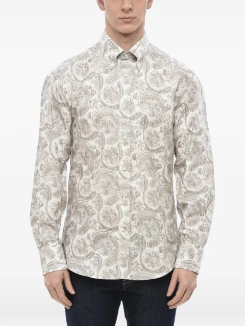 Brunello Cucinelli paisley-print button-down cotton shirt Neutrals MM6571716TM657C001