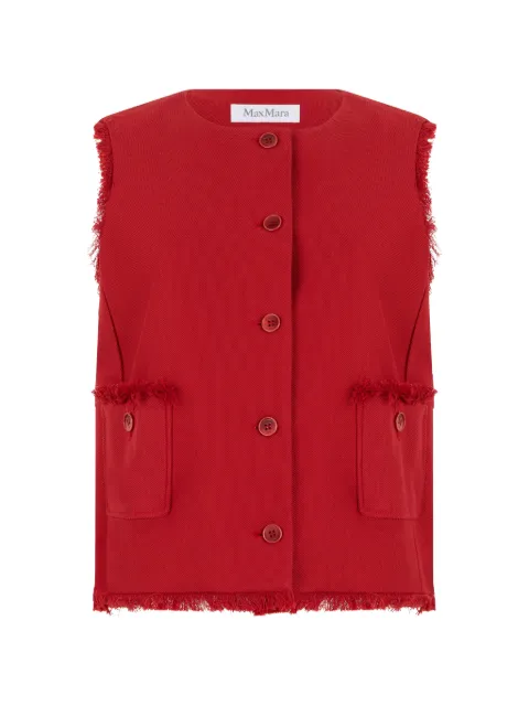 Max Mara frayed-edge button-up gilet Red 2611911052600