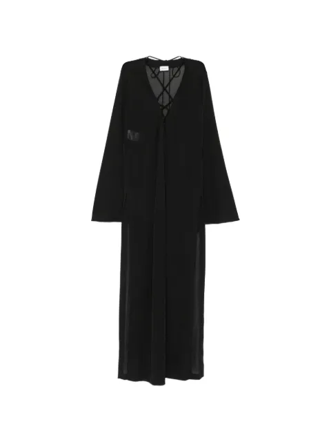 THE ANDAMANE lace-up flared-sleeve maxi dress Black TM190123A