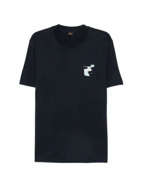 BOSS cotton-jersey T-shirt with printed artwork Blue 50561872