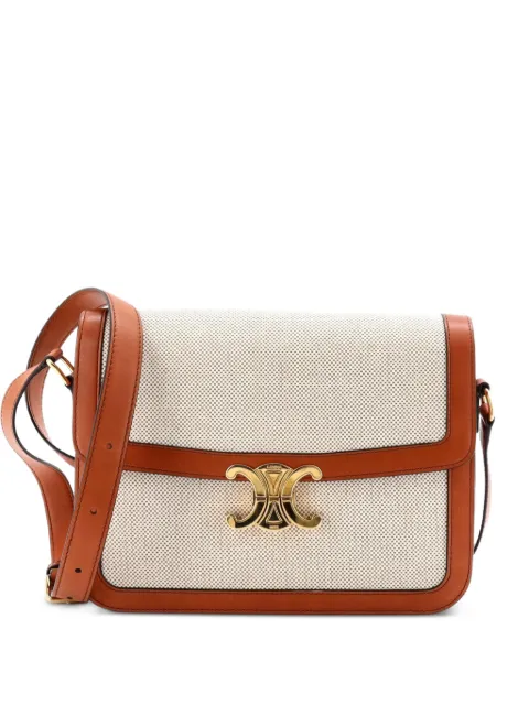 Celine Pre-Owned Triomphe Shoulder Bag Canvas with Leather Medium crossbody bag Brown XFX4X1ZGUI42MQ11