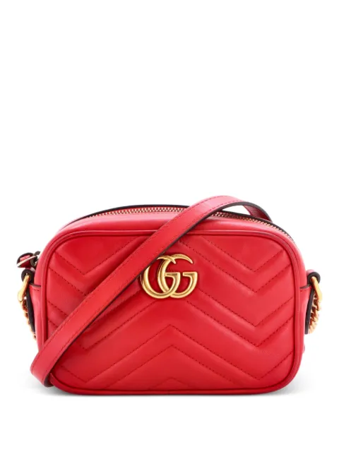 Gucci Pre-Owned GG Marmont Shoulder Bag Matelasse Leather Mini crossbody bag Red D0YJM0IOHJUUOUAH