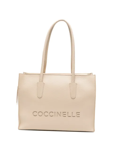 Coccinelle logo-embossed leather shoulder bag Neutrals E1UAK110201