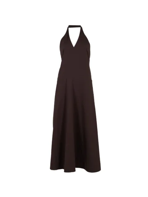 St. Agni Halter Plunge maxi dress Brown W25904