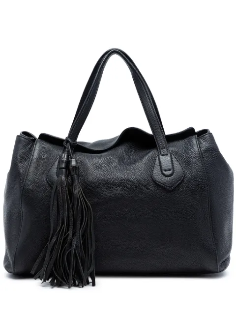 Gucci Pre-Owned 2016-2026 Pebbled Leather Lady Tassel tote bag Black POEEMYPI7JO21HEL
