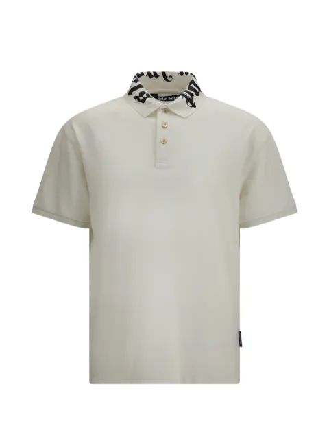 Palm Angels logo-collar cotton polo shirt Neutrals PMGB012S26FAB003