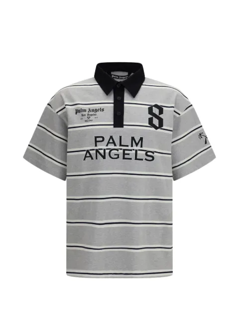 Palm Angels striped logo-print polo shirt Grey PMGB02CS26FAB001