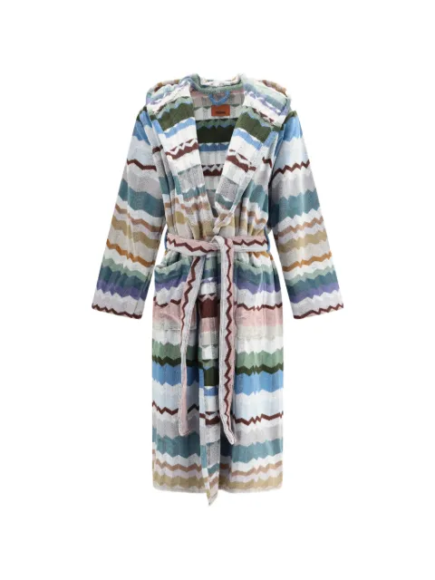 Missoni Home Eva zigzag-pattern hooded bathrobe Blue 1F3AC99105