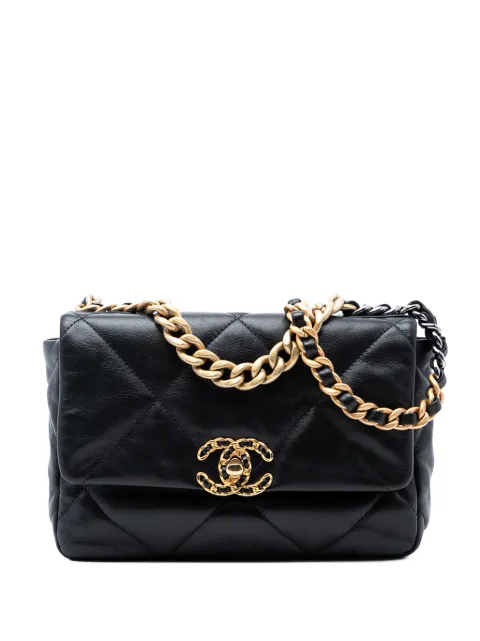 CHANEL Pre-Owned 2019 Medium Lambskin 19 Flap satchel Black Y9HISGYM4459WOMR