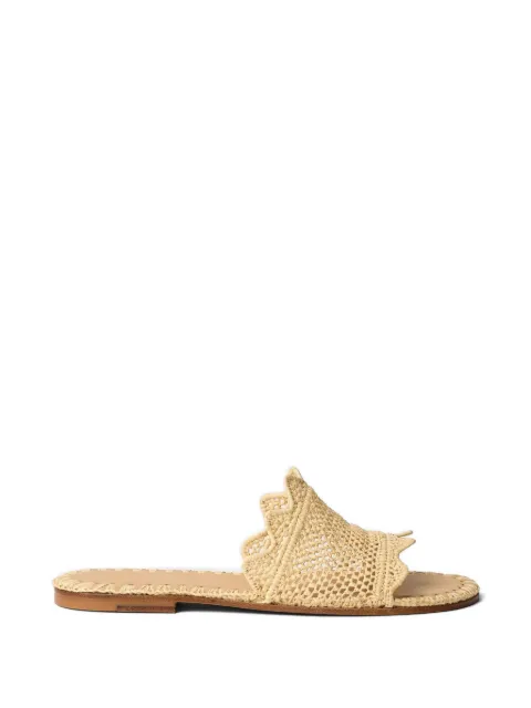 ODISSI Lucia scalloped raffia ballet flats Neutrals OD46210A23110131
