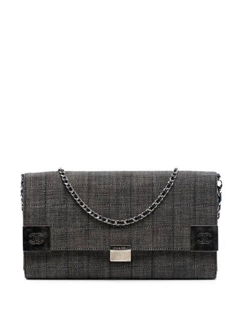 CHANEL Pre-Owned 2002-2003 CC Choco Bar Denim Chain Flap shoulder bag Grey KW1WQFCWVOU8EWJ2
