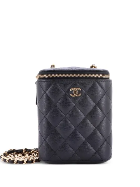 CHANEL Pre-Owned Vertical Classic Vanity Case with Chain Quilted Caviar Small shoulder bag Black OPNY7TXYF0JZVI8G