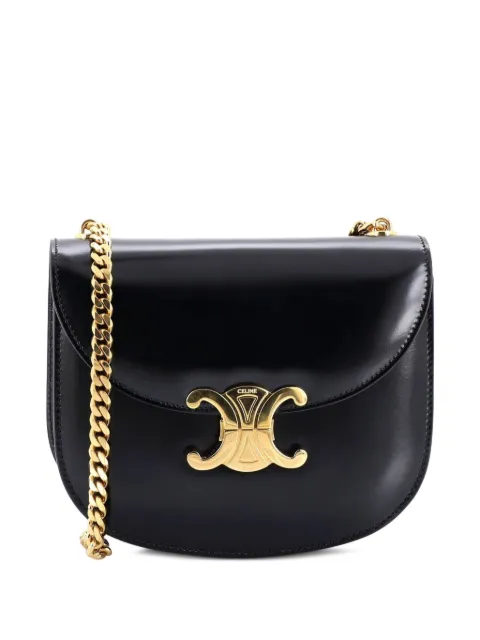 Celine Pre-Owned Triomphe Besace Clea Chain Flap Bag Leather shoulder bag Black MPEWSMZADGQU7N8V