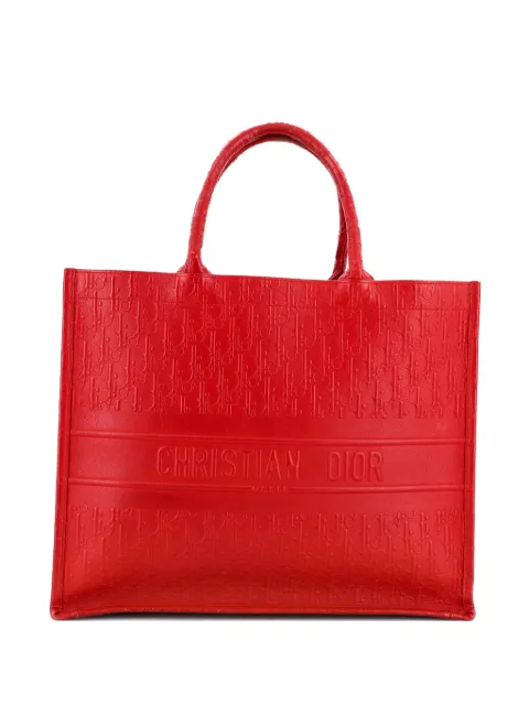 Christian Dior Pre-Owned Book Oblique Embossed Calfskin Large tote bag Red LYFOC6XL5NV6J9MU