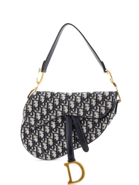 Christian Dior Pre-Owned Saddle Handbag Oblique Canvas Medium shoulder bag Blue 1ZRMU0NJ4P7MHAI8