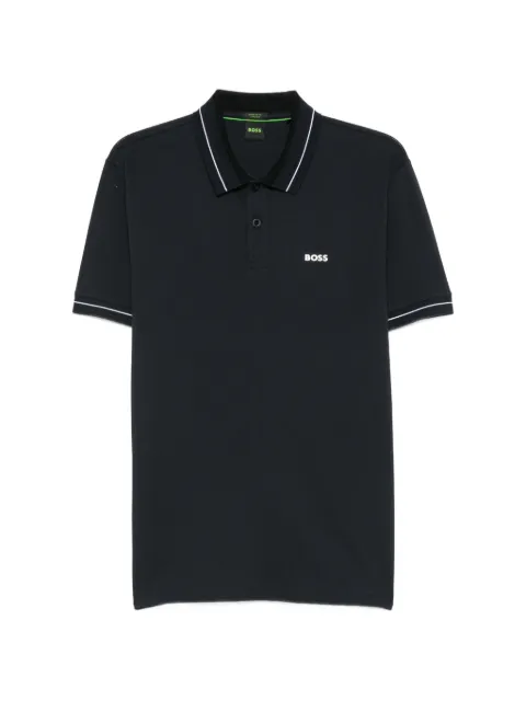 BOSS stripe-trim polo shirt in stretch cotton Black 50559369