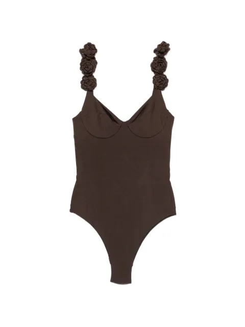 TWINSET floral-applique swimsuit Brown 261LMME01
