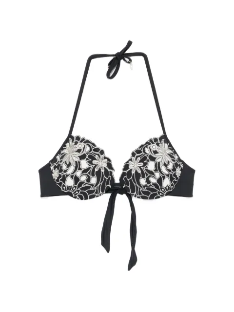 TWINSET embroidered halterneck bikini top Black 261LMMA44