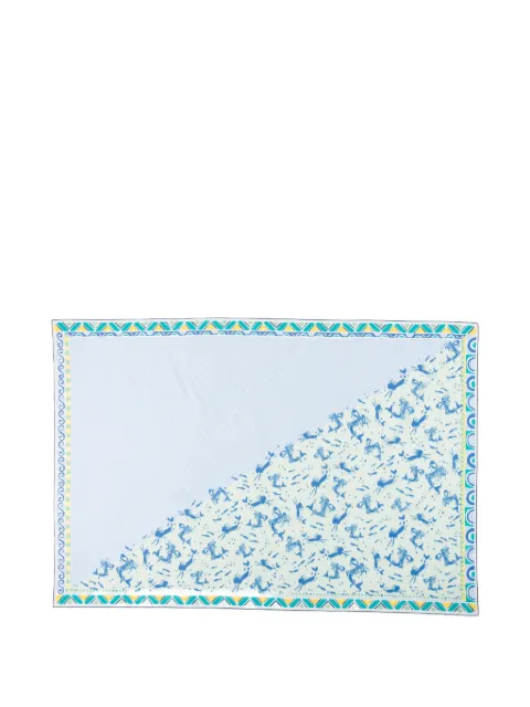 Prada printed cotton pareo Blue 1FF0392HGB