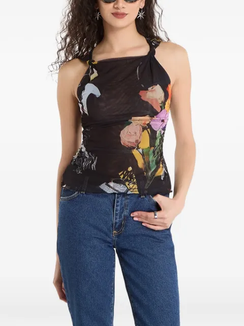 Desigual floral-print mesh top Black 26SWTK142000