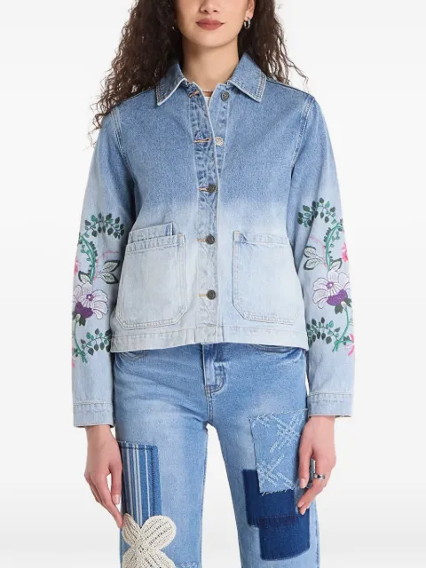 Desigual floral-embroidered denim jacket Blue 26SWED165053