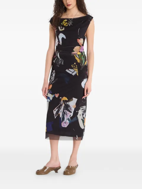 Desigual Collage graphic-print midi dress Black 26SWVK292000