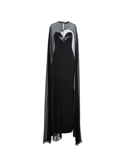 V:PM ATELIER Sindel cape-overlay maxi dress Black SDLVPM