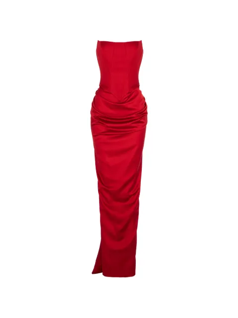 V:PM ATELIER Flavia corset-style draped maxi dress Red FVAVPM