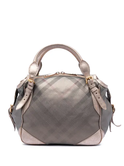 Burberry Pre-Owned 2000-2017 Smoke Check Coated Canvas Oakford handbag Gold 0091N9QVD18VW5BU
