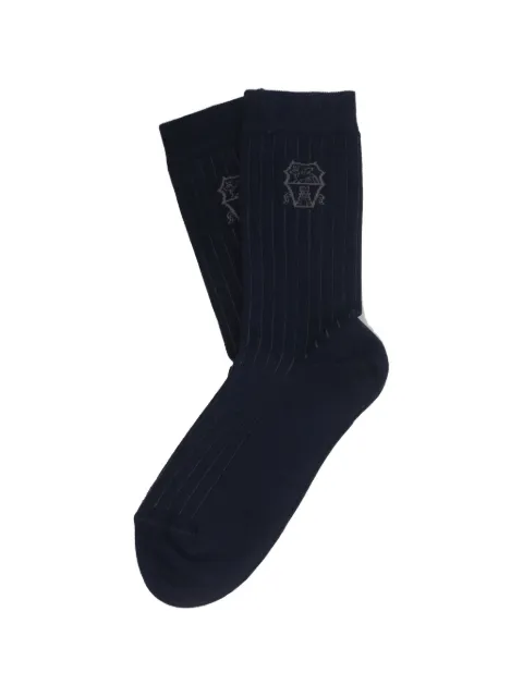 Brunello Cucinelli logo-embroidered ribbed socks Black MCS93561C102J
