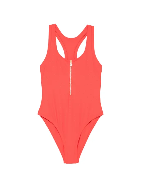 Heidi Klein zip-up honeycomb-texture swimsuit Red COREHK57