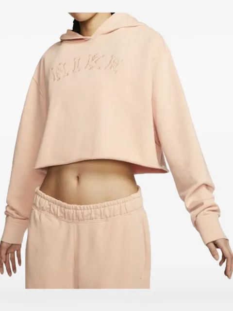 Nike washed-effect cropped hoodie Pink CJ4110