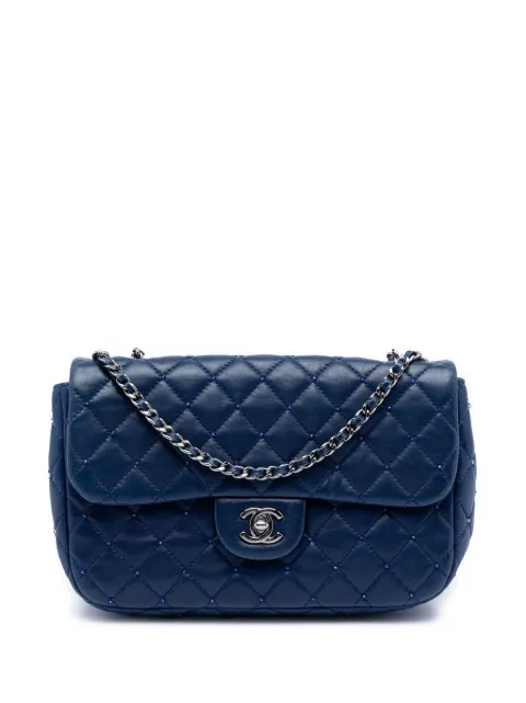 CHANEL Pre-Owned 2012-2013 Small Quilted Lambskin Beaded Single Flap shoulder bag Blue D05QKESBI99N00P8