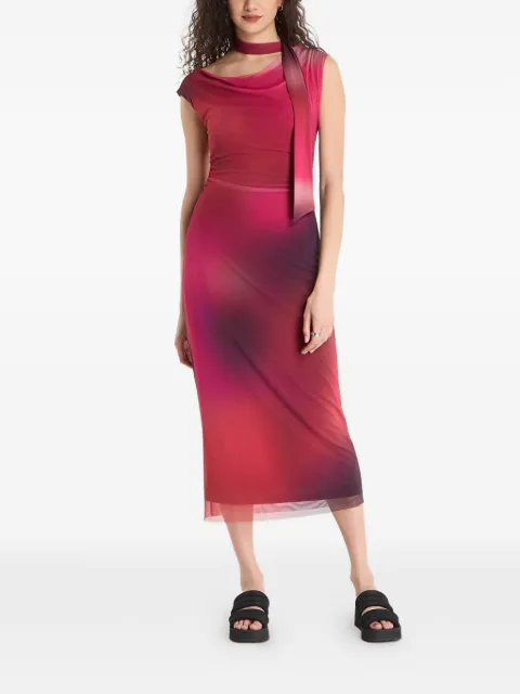 Desigual abstract-print draped midi dress Red 26SWVK193098