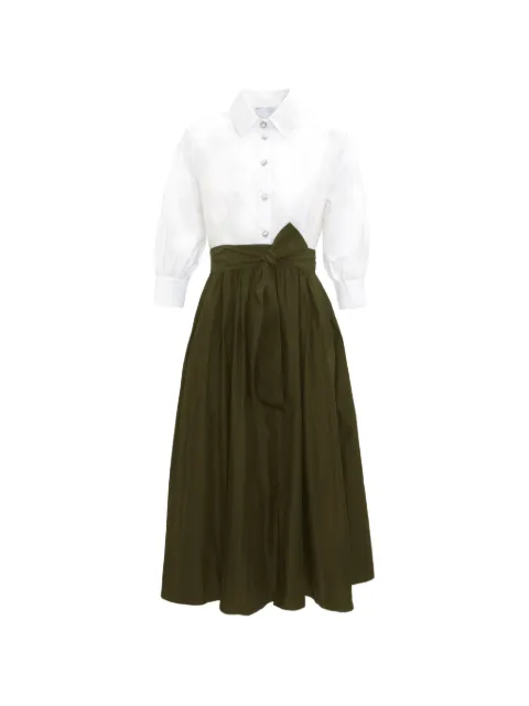 WEILL PARIS belted pleated shirt dress Green 145121