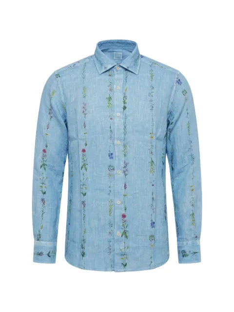 120% Lino floral-print shirt Blue 33ALIM1PJL000G449