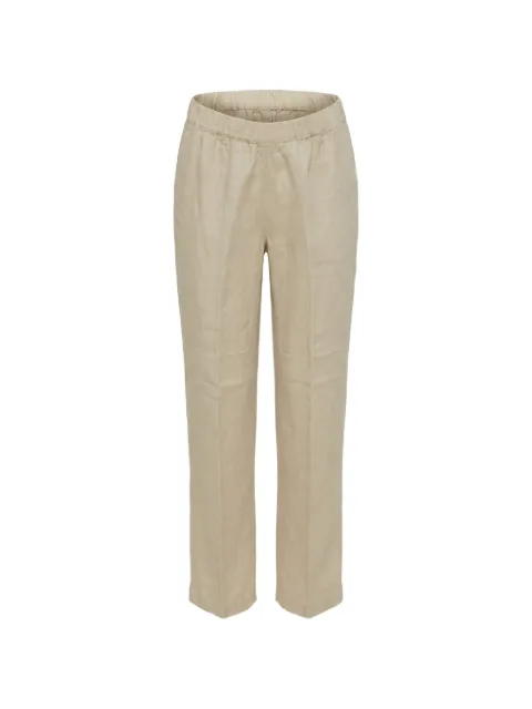 120% Lino elasticated-waistband pressed-crease trousers Neutrals 33ALIW2297000F753
