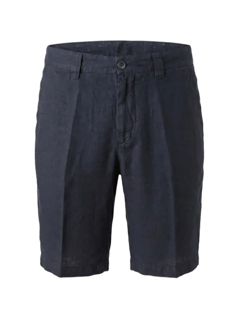 120% Lino pressed-crease linen shorts Blue 33ALIM21370000253