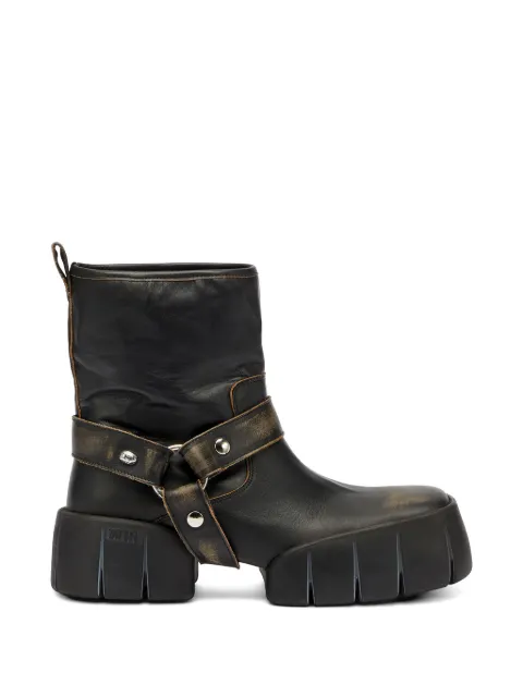 Diesel D-Tex strap-detail leather boots Black Y03906P7768