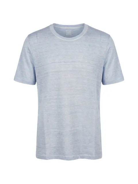 120% Lino slub-texture linen T-shirt Blue 33ALIM7186000E908